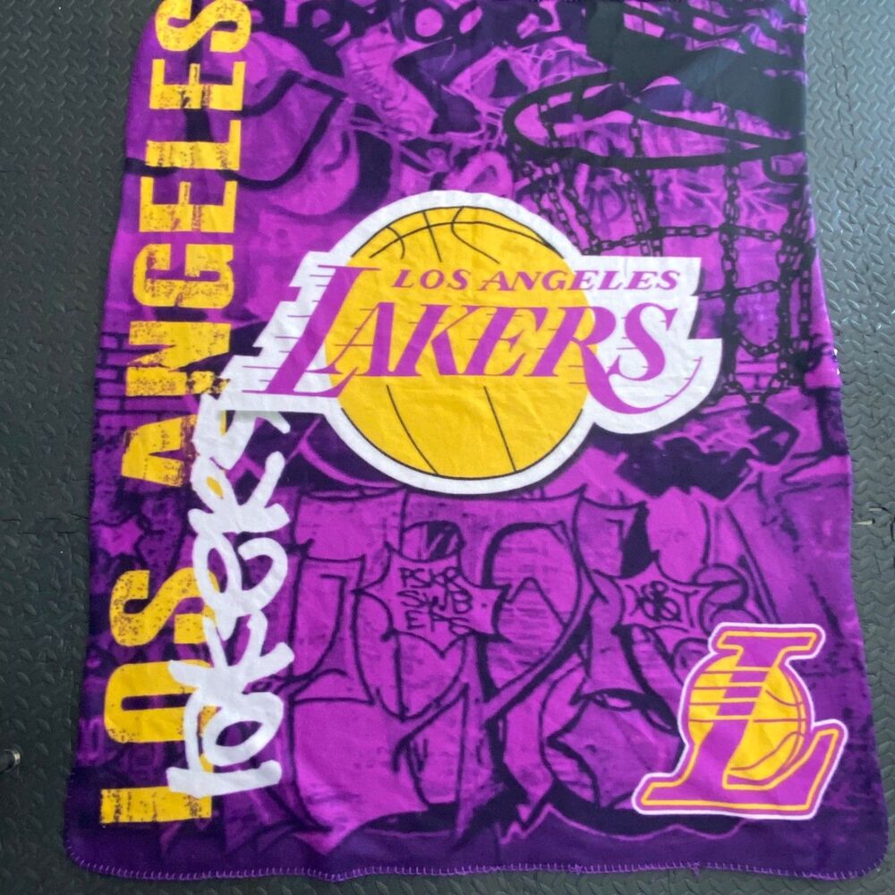 LA Lakers Blanket 45x55 Purple Logo Throw Make It Official Polyester